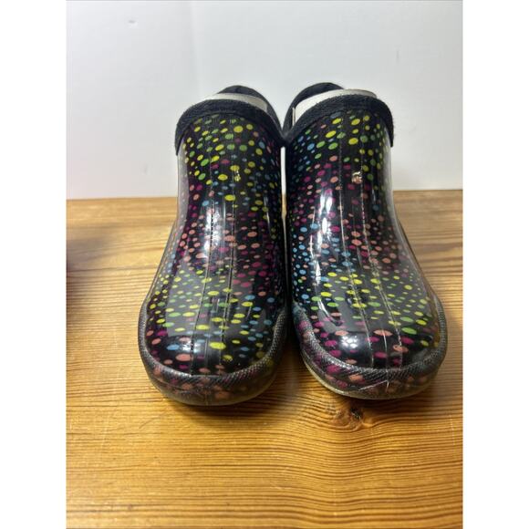 Corkys Women’s Rubber Rain Ankle Boots RAINBOW-Colored Polka Dot, Size 8 - Picture 8 of 9